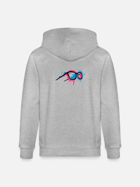 3D glasses in graffiti style - Stanley/Stella CULTIVATOR  Unisex Organic Hooded Jacket - heather grey
