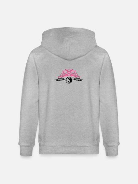 Lotus mit Yin & Yang Symbol - Stanley/Stella Unisex Bio-Kapuzenjacke CULTIVATOR  - Grau meliert
