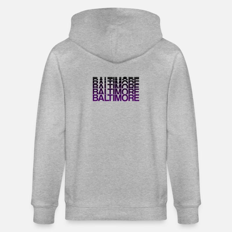 Baltimore Violett Gradient Stil - Stanley/Stella Unisex Bio-Kapuzenjacke CULTIVATOR  - Grau meliert
