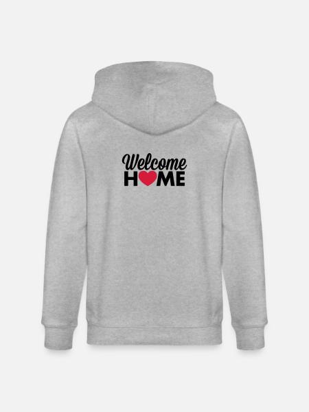Welcome Home heart - Stanley/Stella CULTIVATOR  Unisex Organic Hooded Jacket - heather grey