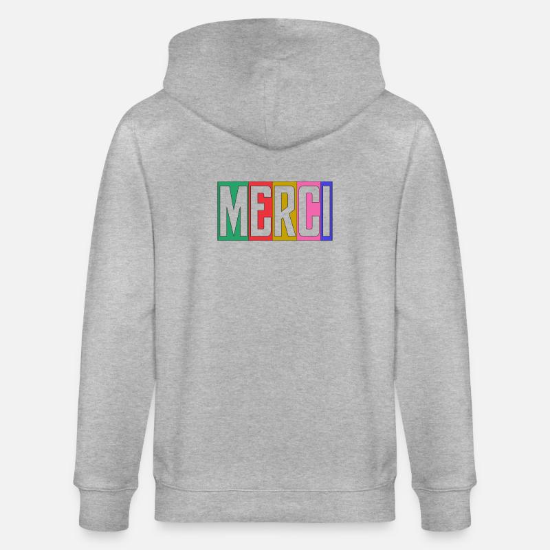 MERCI. THANKS. ANNIVERSAIRE. NAISSANCE. RETRAITE. - Veste à capuche bio CULTIVATOR Stanley/Stella Unisexe - gris chiné