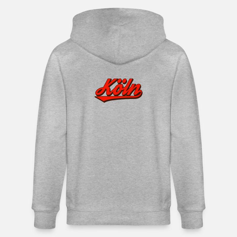Köln Retro Script Logo Rot - Stanley/Stella Unisex Bio-Kapuzenjacke CULTIVATOR  - Grau meliert