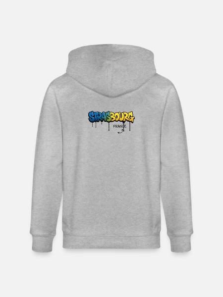 Graffiti-style Strasbourg lettering - Stanley/Stella CULTIVATOR Unisex Organic Hooded Jacket - heather grey