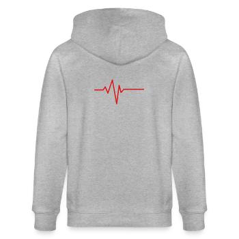Herzschlag-Kardiogramm - Stanley/Stella Unisex Bio-Kapuzenjacke CULTIVATOR  - Grau meliert - Hinten - Luana (180cm)