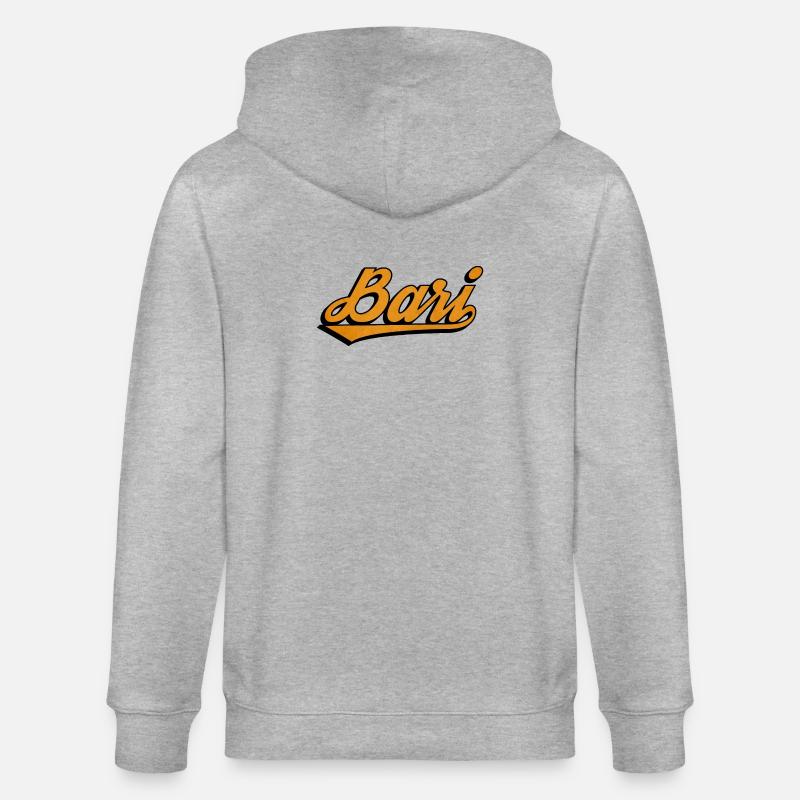 Bari Script: Orange Retro Logo - Stanley/Stella CULTIVATOR  Unisex Organic Hooded Jacket - heather grey