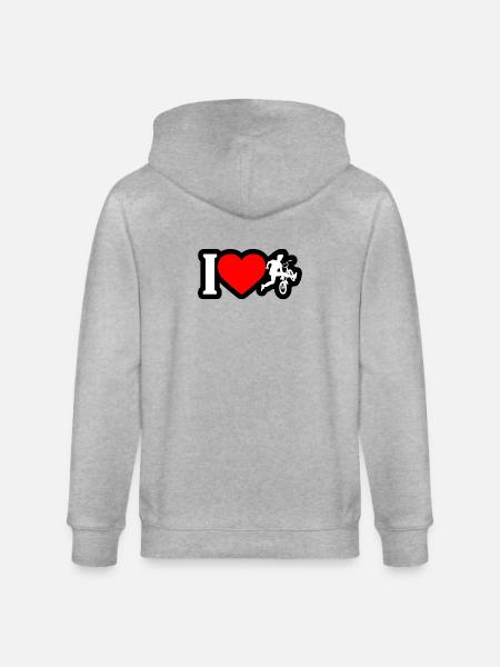 Ich liebe BMX Stunt Silhouette - Stanley/Stella Unisex Bio-Kapuzenjacke CULTIVATOR - Grau meliert
