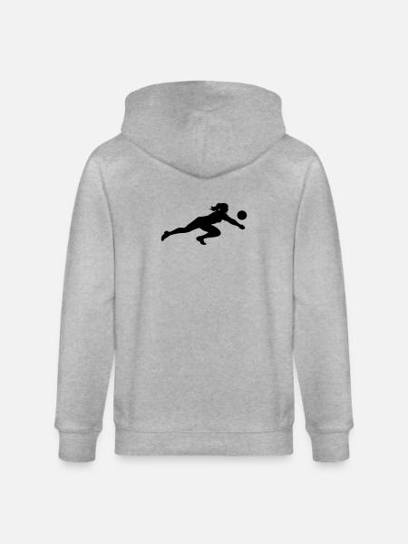 Volleyball Silhouette - Stanley/Stella CULTIVATOR  Unisex Organic Hooded Jacket - heather grey
