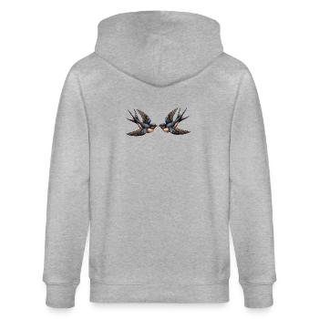 Swallows – Rockabilly - Stanley/Stella CULTIVATOR  Unisex Organic Hooded Jacket - heather grey - Back - Luana (180cm)