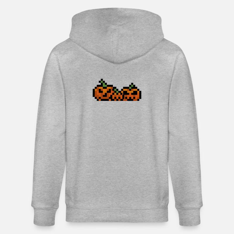 Pixel Pumpkin Retro 8Bit Design - Veste à capuche bio CULTIVATOR Stanley/Stella Unisexe - gris chiné