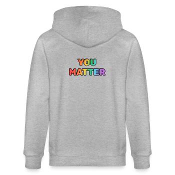 Texte dégradé arc-en-ciel You Matter - Veste à capuche bio CULTIVATOR Stanley/Stella Unisexe - gris chiné - Dos - Luana (180cm)