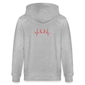 Hunting Heartbeat - Stanley/Stella Unisex Bio-Kapuzenjacke CULTIVATOR  - Grau meliert - Hinten - Luana (180cm)