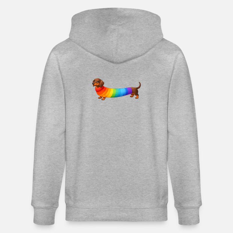 Dackel mit Regenbogen Pullover  - Stanley/Stella Unisex Bio-Kapuzenjacke CULTIVATOR  - Grau meliert