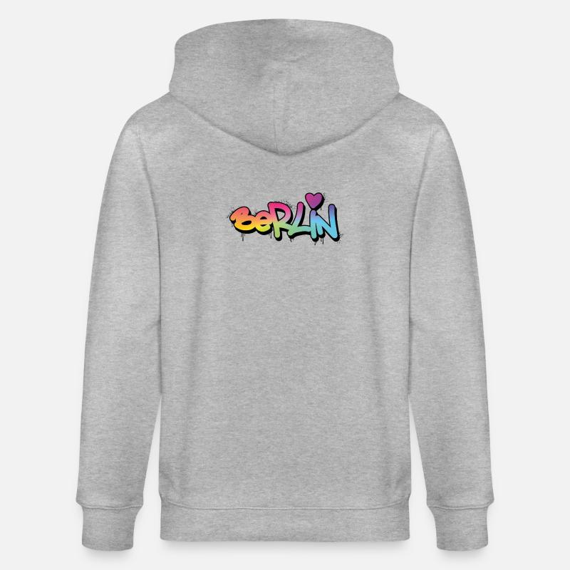 Berlin Graffiti Regenbogen Schrift - Stanley/Stella Unisex Bio-Kapuzenjacke CULTIVATOR - Grau meliert