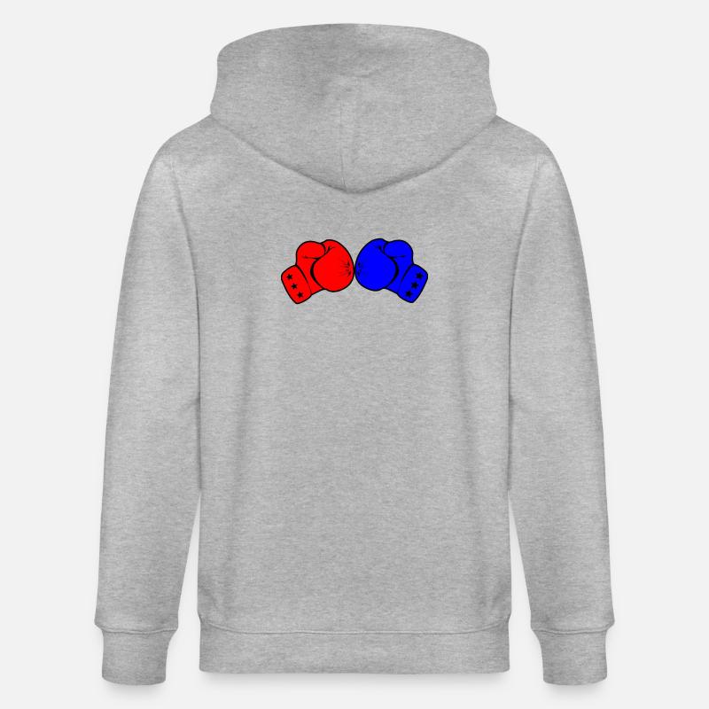 Zwei Boxhandschuhe rot und blau - Stanley/Stella Unisex Bio-Kapuzenjacke CULTIVATOR  - Grau meliert