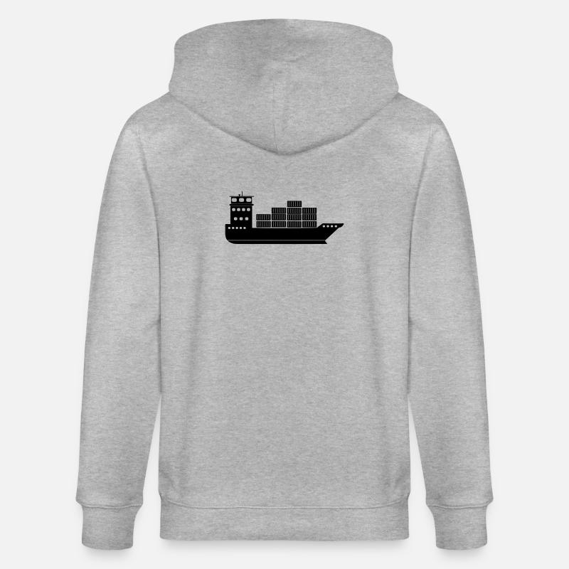 Seecontainerschiff oder Boot mit Containern - Stanley/Stella Unisex Bio-Kapuzenjacke CULTIVATOR  - Grau meliert