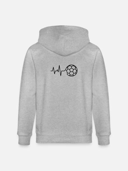 Soccer Heartbeat ECG Pulse Love - Stanley/Stella CULTIVATOR Unisex Organic Hooded Jacket - heather grey