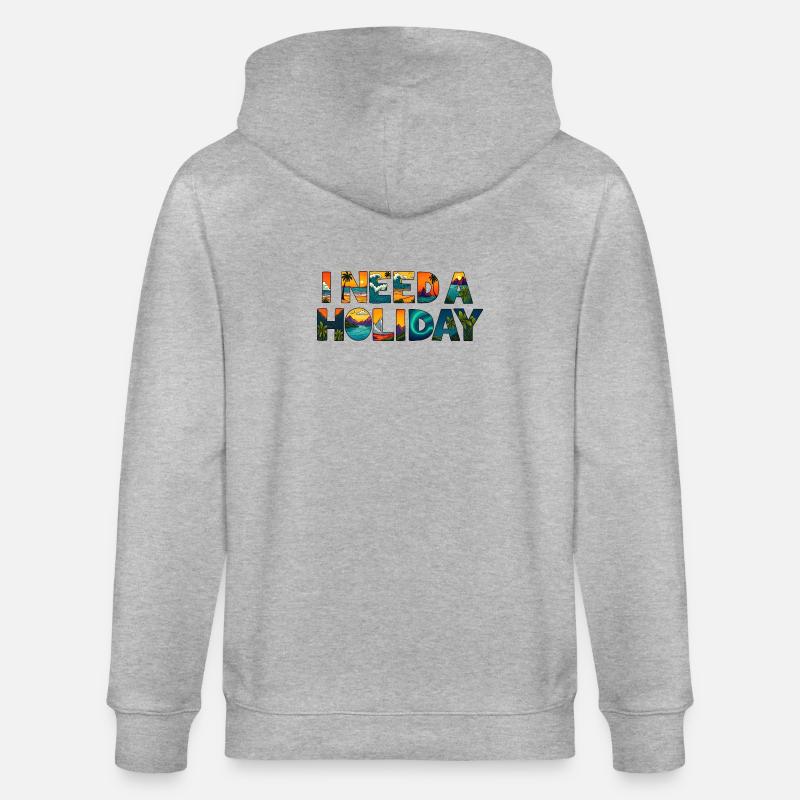 ICH BRAUCHE URLAUB - Stanley/Stella Unisex Bio-Kapuzenjacke CULTIVATOR - Grau meliert