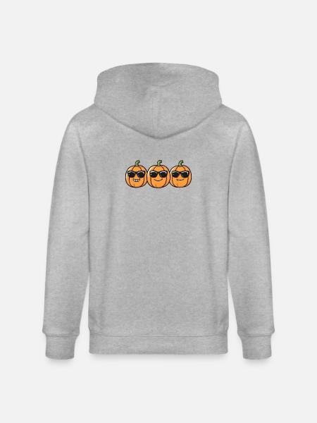 Pumpkins with Sunglasses Funny Design - Stanley/Stella CULTIVATOR  Unisex Organic Hooded Jacket - heather grey