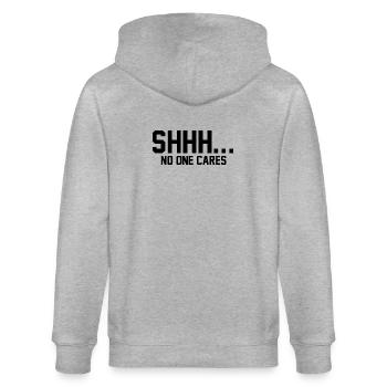 SHHH... No one cares - Stanley/Stella CULTIVATOR  Unisex Organic Hooded Jacket - heather grey - Back - Luana (180cm)