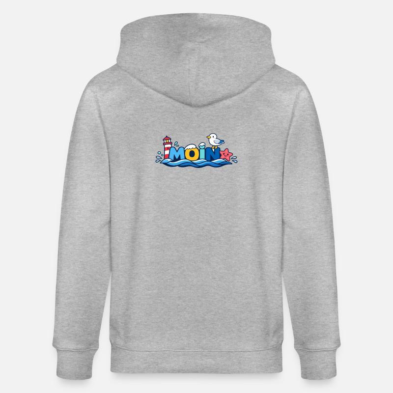MOIN Möwe Leuchtturm Maritim Bunt - Stanley/Stella Unisex Bio-Kapuzenjacke CULTIVATOR  - Grau meliert