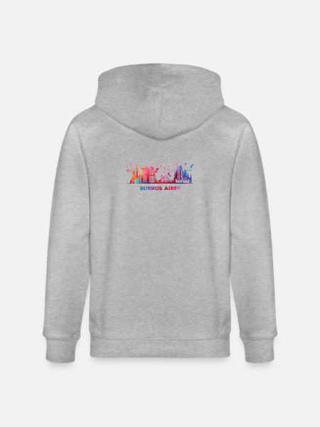 Portenos Skyline Buenos Aires - Stanley/Stella Unisex Bio-Kapuzenjacke CULTIVATOR - Grau meliert