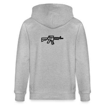Waffe - Stanley/Stella Unisex Bio-Kapuzenjacke CULTIVATOR  - Grau meliert - Hinten - Luana (180cm)