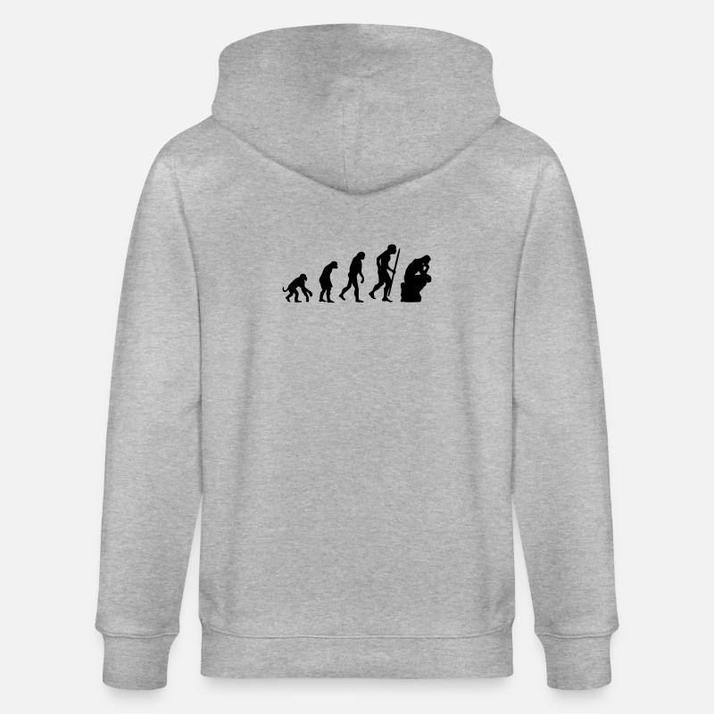 Evolution of the thinker philosophy, philosopher - Stanley/Stella CULTIVATOR  Unisex Organic Hooded Jacket - heather grey