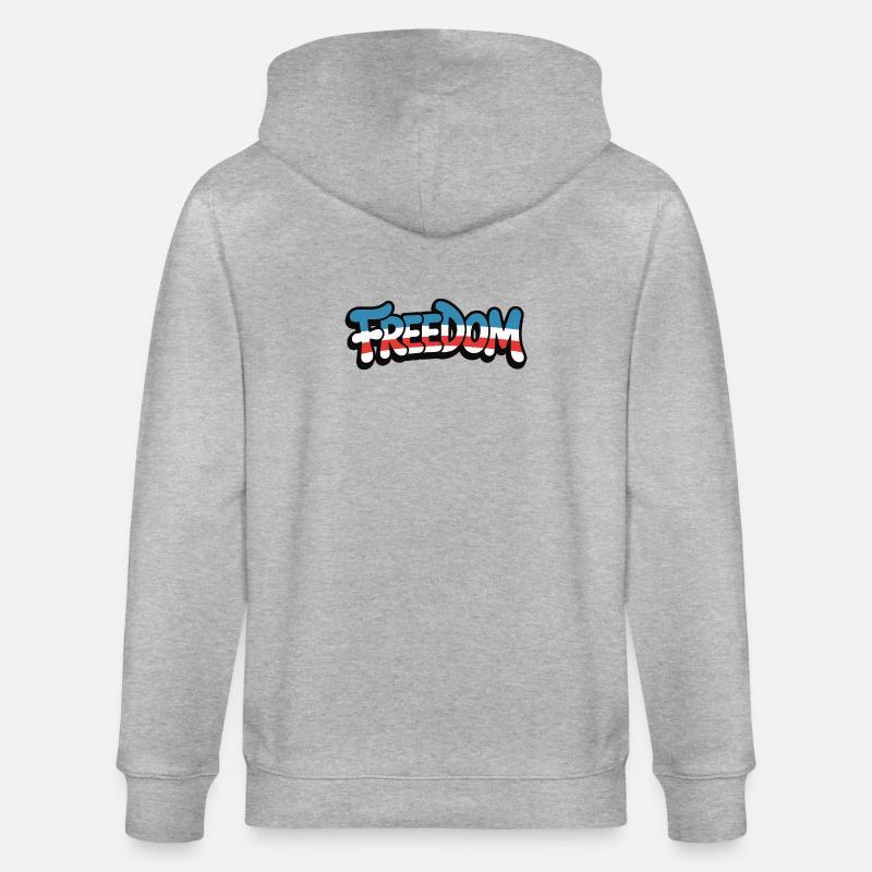 Freedom Typografie Statement Design - Stanley/Stella Unisex Bio-Kapuzenjacke CULTIVATOR - Grau meliert