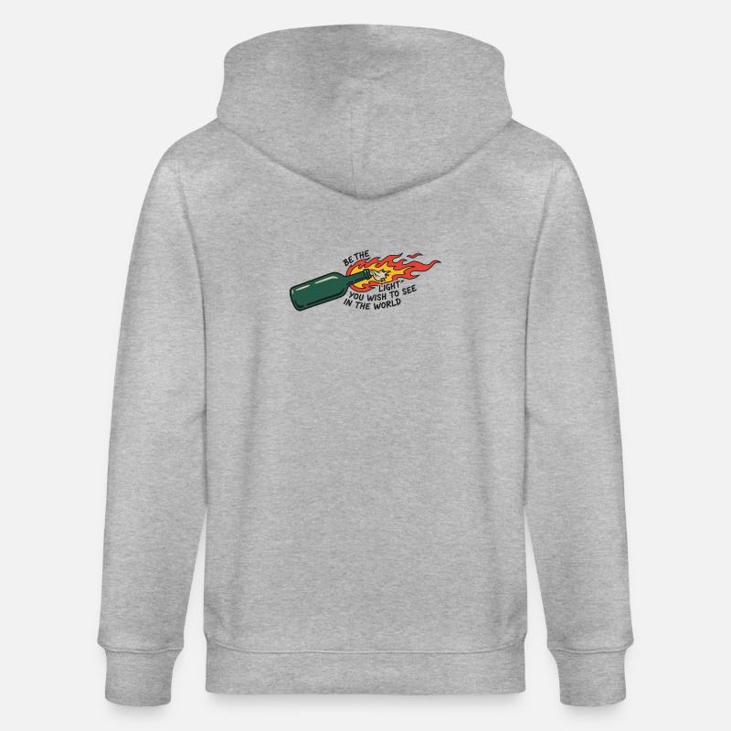 Flammende Flasche sei das Licht - Stanley/Stella Unisex Bio-Kapuzenjacke CULTIVATOR  - Grau meliert
