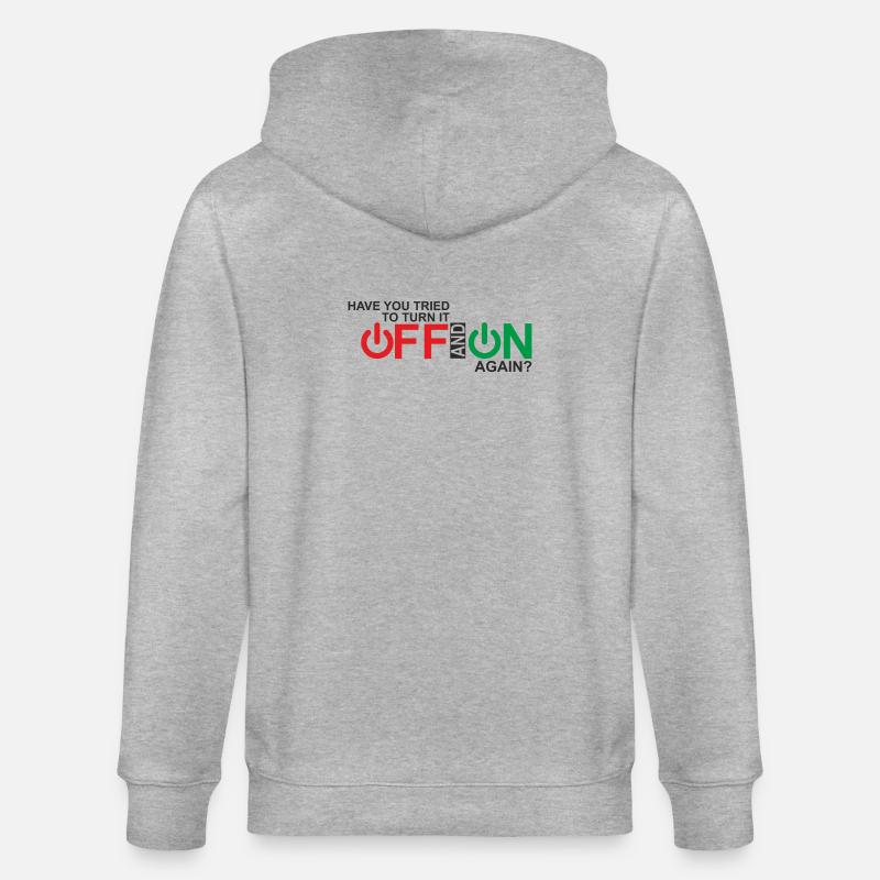 Lebendiges Design der Ein-/Aus-Taste - Stanley/Stella Unisex Bio-Kapuzenjacke CULTIVATOR  - Grau meliert