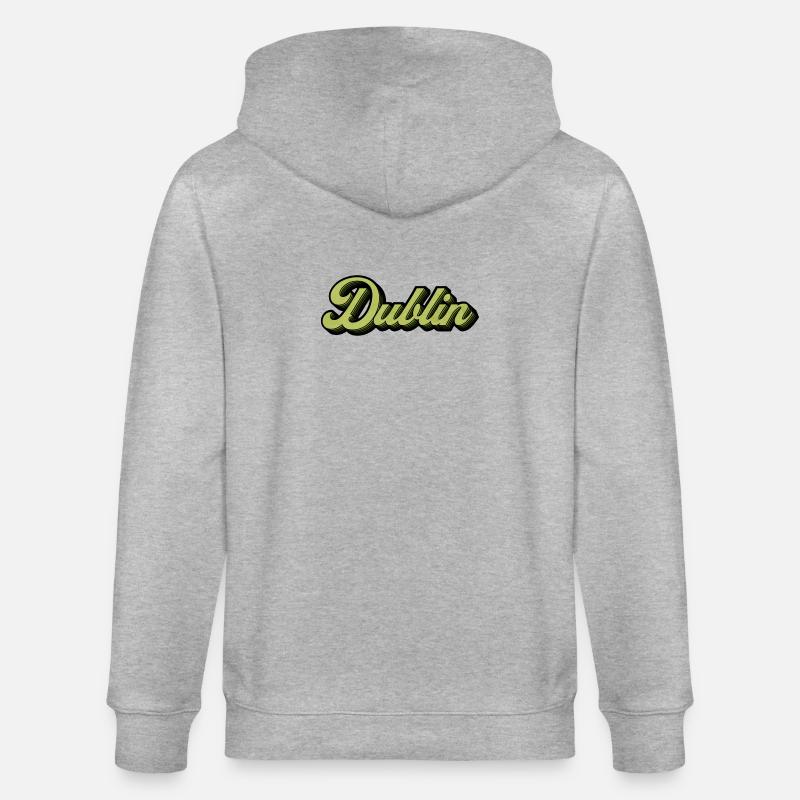 Dublin Retro Script in Lime - Stanley/Stella Unisex Bio-Kapuzenjacke CULTIVATOR  - Grau meliert