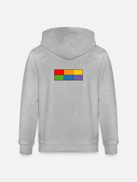 LGBT_Regenbogen_Farbblock grid - Stanley/Stella CULTIVATOR Unisex Organic Hooded Jacket - heather grey