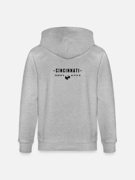 Coordonnées GPS de Cincinnati, Ohio - Veste à capuche bio CULTIVATOR Stanley/Stella Unisexe - gris chiné