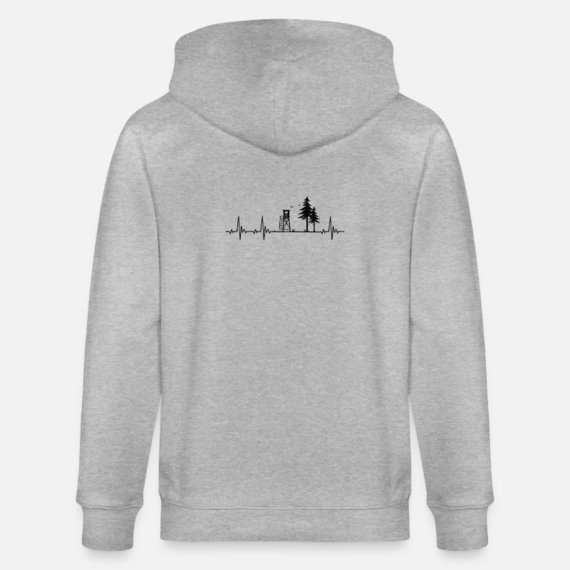 Jäger Herzschlag mit Hochsitz im Wald - Stanley/Stella Unisex Bio-Kapuzenjacke CULTIVATOR - Grau meliert