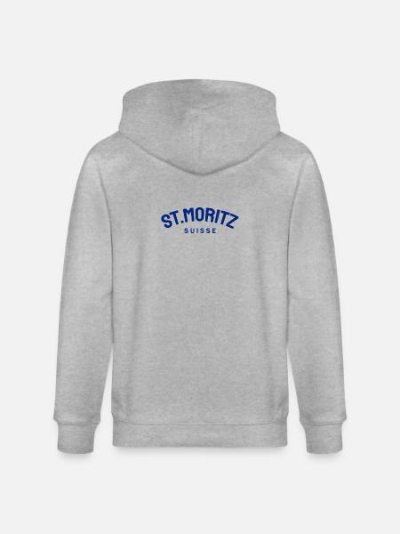St. Moritz - Suisse - Switzerland - Swiss - Stanley/Stella CULTIVATOR  Unisex Organic Hooded Jacket - heather grey
