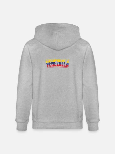 Venezuela Flag Wordmark - Stanley/Stella CULTIVATOR Unisex Organic Hooded Jacket - heather grey