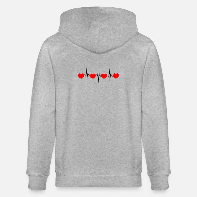 Herzfrequenz hartes rotes Cardio-EKG - Stanley/Stella Unisex Bio-Kapuzenjacke CULTIVATOR  - Grau meliert