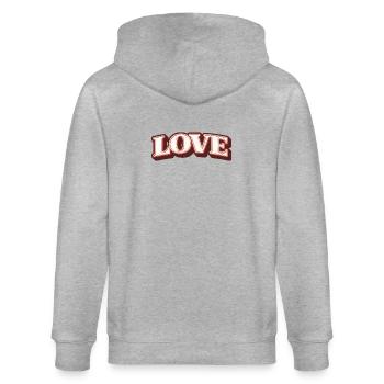 LOVE Shirt – 90s Retro Valentine's Day Design - Stanley/Stella CULTIVATOR  Unisex Organic Hooded Jacket - heather grey - Back - Luana (180cm)