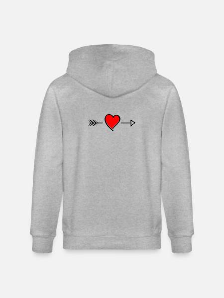 Heart contrast on black - Stanley/Stella CULTIVATOR  Unisex Organic Hooded Jacket - heather grey