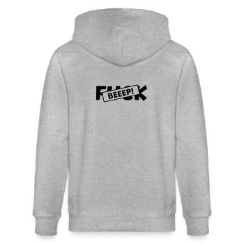 Zensur Piep Geräusch Fuck - Stanley/Stella Unisex Bio-Kapuzenjacke CULTIVATOR  - Grau meliert - Hinten - Luana (180cm)