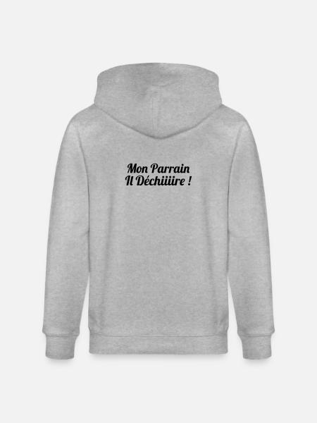 Mon Parrain il déchiiire ! - Veste à capuche bio CULTIVATOR Stanley/Stella Unisexe - gris chiné