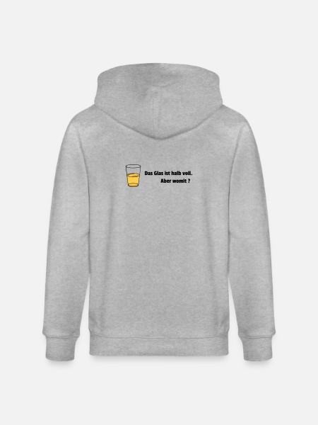 Glass half full Realist - Stanley/Stella CULTIVATOR  Unisex Organic Hooded Jacket - heather grey