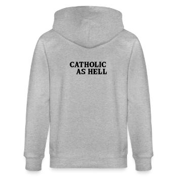 catholic as hell - Stanley/Stella Unisex Bio-Kapuzenjacke CULTIVATOR  - Grau meliert - Hinten - Luana (180cm)