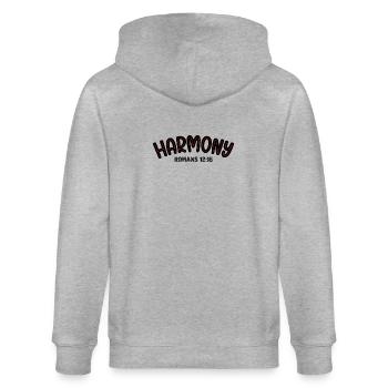 Harmony Red Line Typography - Stanley/Stella CULTIVATOR  Unisex Organic Hooded Jacket - heather grey - Back - Luana (180cm)