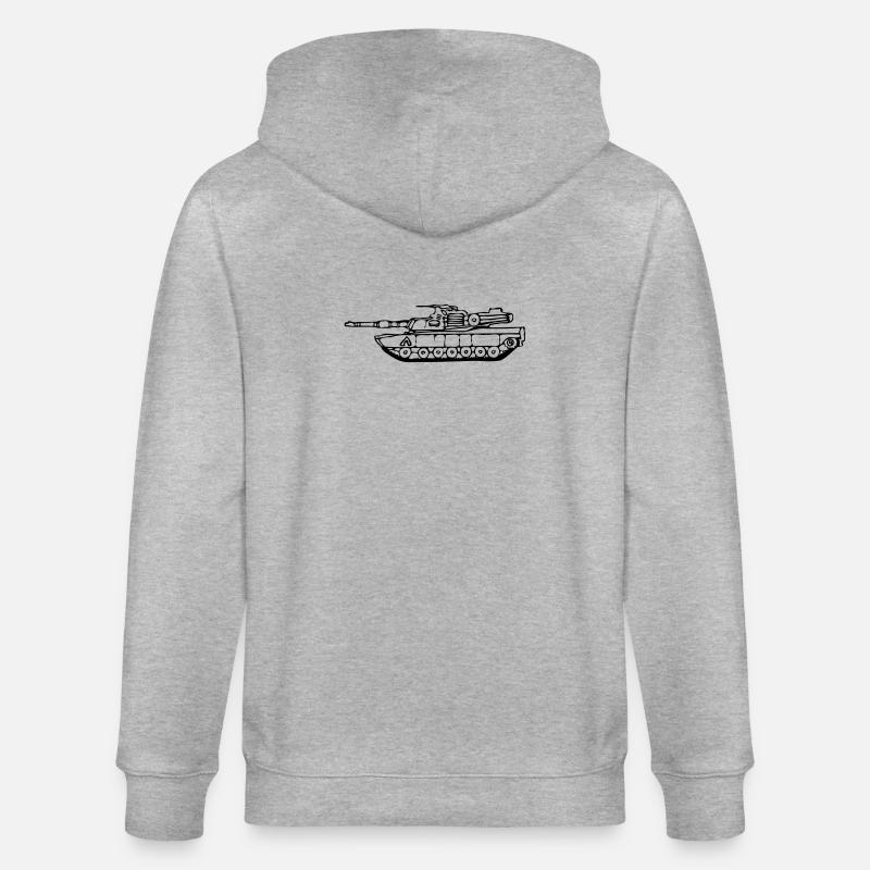 gezeichneter M1 Abrams Panzer - Stanley/Stella Unisex Bio-Kapuzenjacke CULTIVATOR  - Grau meliert