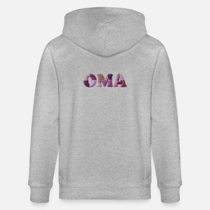 OMA Patchwork Stoff Design Geschenkidee - Stanley/Stella Unisex Bio-Kapuzenjacke CULTIVATOR  - Grau meliert
