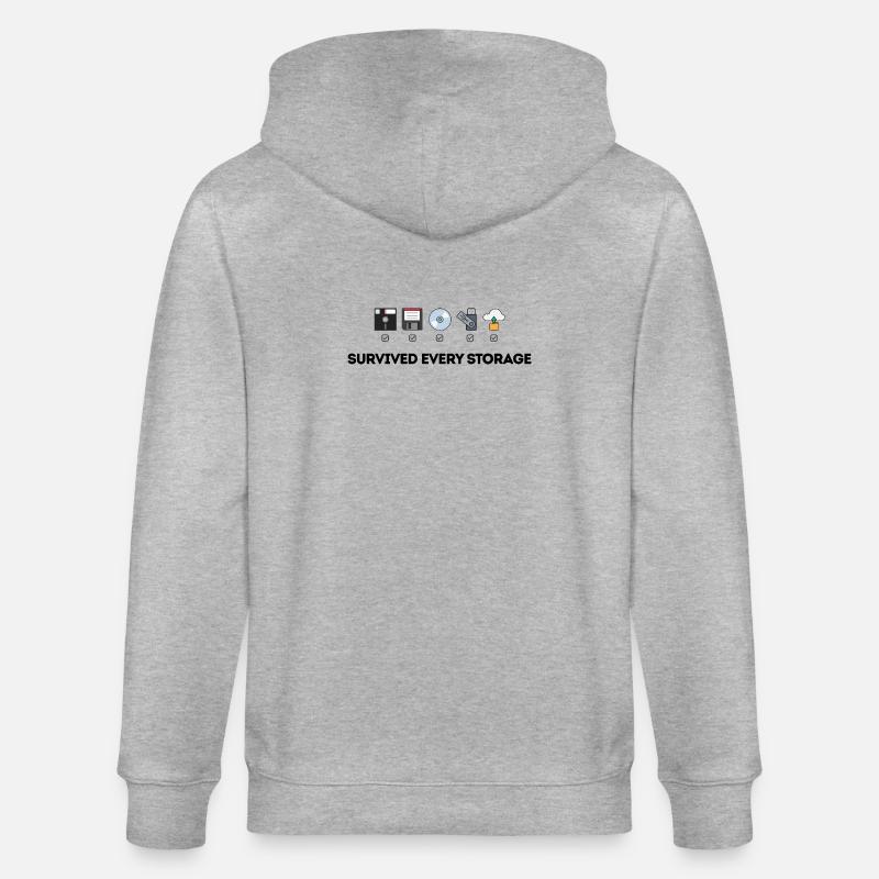 Data Storage Evolution - Tech Icons - Stanley/Stella CULTIVATOR  Unisex Organic Hooded Jacket - heather grey