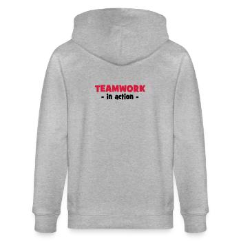 Teamwork in Action - Stanley/Stella Unisex Bio-Kapuzenjacke CULTIVATOR  - Grau meliert - Hinten - Luana (180cm)
