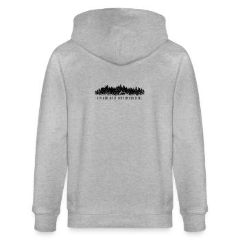 Ich wär jetzt gern in der Eifel - Stanley/Stella Unisex Bio-Kapuzenjacke CULTIVATOR  - Grau meliert - Hinten - Luana (180cm)