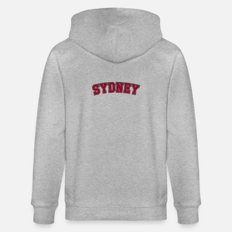 Sydney Varsity Arch Lettering - Stanley/Stella CULTIVATOR  Unisex Organic Hooded Jacket - heather grey